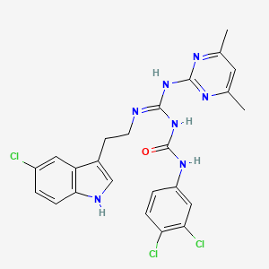 molecular formula C24H22Cl3N7O B11028569 1-{(E)-{[2-(5-chloro-1H-indol-3-yl)ethyl]amino}[(4,6-dimethylpyrimidin-2-yl)amino]methylidene}-3-(3,4-dichlorophenyl)urea 