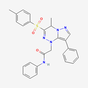 molecular formula C27H25N5O3S B11028600 2-[4-Methyl-3-[(4-methylphenyl)sulfonyl]-8-phenylpyrazolo[5,1-C][1,2,4]triazin-1(4H)-YL]-N-phenylacetamide 