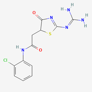 2-(2-carbamimidamido-4-oxo-4,5-dihydro-1,3-thiazol-5-yl)-N-(2-chlorophenyl)acetamide