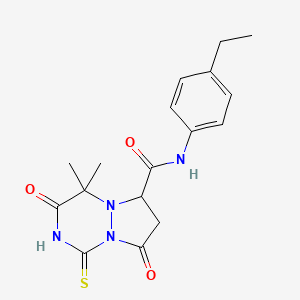 N-(4-ethylphenyl)-4,4-dimethyl-3,8-dioxo-1-sulfanyl-3,4,7,8-tetrahydro-6H-pyrazolo[1,2-a][1,2,4]triazine-6-carboxamide