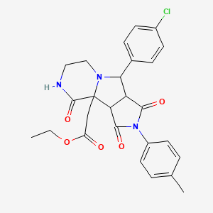 molecular formula C26H26ClN3O5 B11028678 ethyl 2-[7-(4-chlorophenyl)-4-(4-methylphenyl)-3,5,12-trioxo-4,8,11-triazatricyclo[6.4.0.02,6]dodecan-1-yl]acetate 