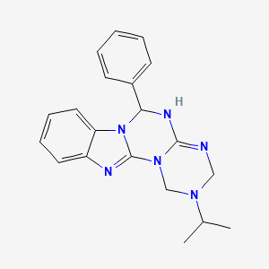 molecular formula C20H22N6 B11028687 9-phenyl-4-propan-2-yl-2,4,6,8,10,17-hexazatetracyclo[8.7.0.02,7.011,16]heptadeca-1(17),6,11,13,15-pentaene 