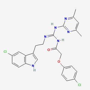 N-{(E)-{[2-(5-chloro-1H-indol-3-yl)ethyl]amino}[(4,6-dimethylpyrimidin-2-yl)amino]methylidene}-2-(4-chlorophenoxy)acetamide