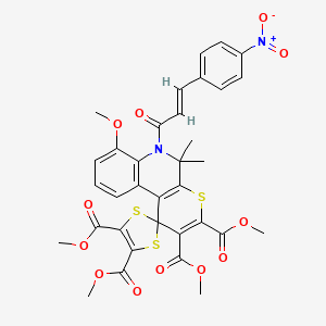 molecular formula C34H30N2O12S3 B11028723 tetramethyl 7'-methoxy-5',5'-dimethyl-6'-[(2E)-3-(4-nitrophenyl)prop-2-enoyl]-5',6'-dihydrospiro[1,3-dithiole-2,1'-thiopyrano[2,3-c]quinoline]-2',3',4,5-tetracarboxylate 