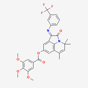 (1E)-4,4,6-trimethyl-2-oxo-1-{[3-(trifluoromethyl)phenyl]imino}-1,2-dihydro-4H-pyrrolo[3,2,1-ij]quinolin-8-yl 3,4,5-trimethoxybenzoate