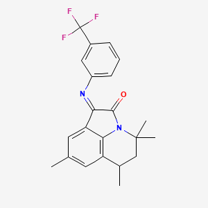 molecular formula C22H21F3N2O B11028784 (1Z)-4,4,6,8-tetramethyl-1-{[3-(trifluoromethyl)phenyl]imino}-5,6-dihydro-4H-pyrrolo[3,2,1-ij]quinolin-2(1H)-one 