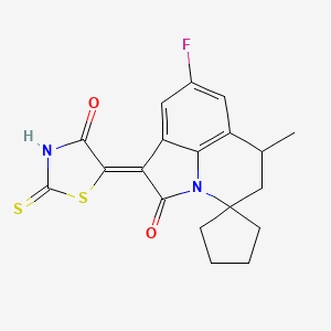 molecular formula C19H17FN2O2S2 B11028787 (1'Z)-8'-fluoro-6'-methyl-1'-(4-oxo-2-thioxo-1,3-thiazolidin-5-ylidene)-5',6'-dihydrospiro[cyclopentane-1,4'-pyrrolo[3,2,1-ij]quinolin]-2'(1'H)-one 