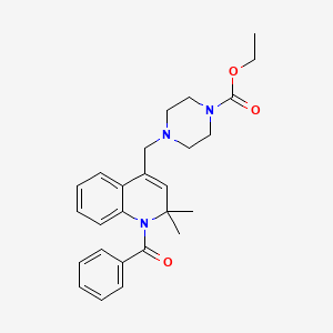 molecular formula C26H31N3O3 B11028795 Ethyl 4-{[2,2-dimethyl-1-(phenylcarbonyl)-1,2-dihydroquinolin-4-yl]methyl}piperazine-1-carboxylate 