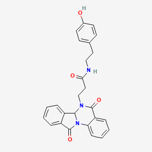 molecular formula C26H23N3O4 B11028818 3-[5,11-Dioxo-6A,11-dihydroisoindolo[2,1-A]quinazolin-6(5H)-YL]-N-(4-hydroxyphenethyl)propanamide 