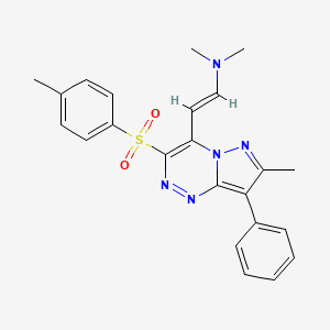 (E)-N,N-dimethyl-2-{7-methyl-3-[(4-methylphenyl)sulfonyl]-8-phenylpyrazolo[5,1-c][1,2,4]triazin-4-yl}ethenamine