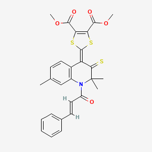 dimethyl 2-{2,2,7-trimethyl-1-[(2E)-3-phenylprop-2-enoyl]-3-thioxo-2,3-dihydroquinolin-4(1H)-ylidene}-1,3-dithiole-4,5-dicarboxylate