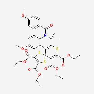 molecular formula C37H39NO11S3 B11028932 Tetraethyl 9'-methoxy-6'-[(4-methoxyphenyl)carbonyl]-5',5'-dimethyl-5',6'-dihydrospiro[1,3-dithiole-2,1'-thiopyrano[2,3-c]quinoline]-2',3',4,5-tetracarboxylate 