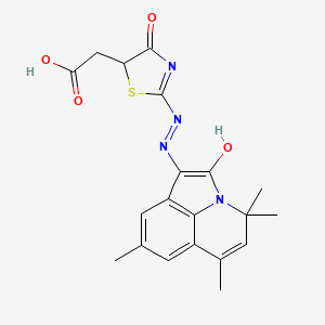 molecular formula C20H20N4O4S B11028960 {(2E)-4-oxo-2-[(2E)-(4,4,6,8-tetramethyl-2-oxo-4H-pyrrolo[3,2,1-ij]quinolin-1(2H)-ylidene)hydrazinylidene]-1,3-thiazolidin-5-yl}acetic acid 