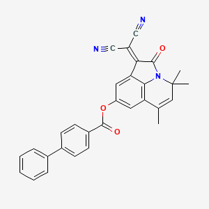 molecular formula C30H21N3O3 B11028973 1-(dicyanomethylidene)-4,4,6-trimethyl-2-oxo-1,2-dihydro-4H-pyrrolo[3,2,1-ij]quinolin-8-yl biphenyl-4-carboxylate 