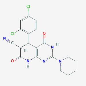 molecular formula C19H17Cl2N5O2 B11028999 5-(2,4-Dichlorophenyl)-4,7-dioxo-2-(piperidin-1-yl)-3,4,5,6,7,8-hexahydropyrido[2,3-d]pyrimidine-6-carbonitrile 