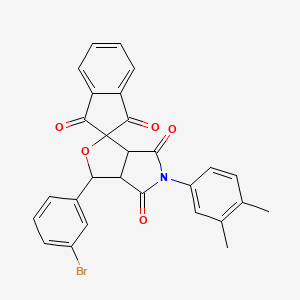 molecular formula C28H20BrNO5 B11029079 3-(3-bromophenyl)-5-(3,4-dimethylphenyl)-3a,6a-dihydrospiro[furo[3,4-c]pyrrole-1,2'-indene]-1',3',4,6(3H,5H)-tetrone 