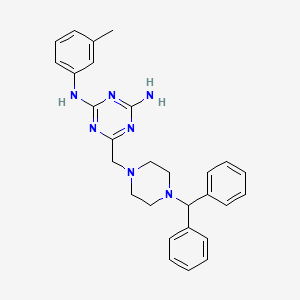 molecular formula C28H31N7 B11029092 6-{[4-(diphenylmethyl)piperazin-1-yl]methyl}-N-(3-methylphenyl)-1,3,5-triazine-2,4-diamine 