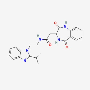 molecular formula C23H25N5O3 B11029110 2-(2,5-dioxo-2,3,4,5-tetrahydro-1H-1,4-benzodiazepin-3-yl)-N-{2-[2-(propan-2-yl)-1H-benzimidazol-1-yl]ethyl}acetamide 