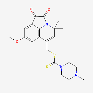 molecular formula C21H25N3O3S2 B11029122 (8-methoxy-4,4-dimethyl-1,2-dioxo-1,2-dihydro-4H-pyrrolo[3,2,1-ij]quinolin-6-yl)methyl 4-methylpiperazine-1-carbodithioate 