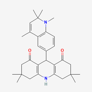 molecular formula C30H38N2O2 B11029134 3,3,6,6-tetramethyl-9-(1,2,2,4-tetramethyl-1,2-dihydroquinolin-6-yl)-3,4,6,7,9,10-hexahydroacridine-1,8(2H,5H)-dione 