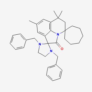 molecular formula C36H43N3O B11029137 1'',3''-Dibenzyl-6',6',8'-trimethyl-5',6'-dihydrodispiro[cycloheptane-1,4'-pyrrolo[3,2,1-ij]quinoline-1',2''-imidazolidin]-2'-one 