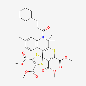 Tetramethyl 6'-(3-cyclohexylpropanoyl)-5',5',8'-trimethyl-5',6'-dihydrospiro[1,3-dithiole-2,1'-thiopyrano[2,3-c]quinoline]-2',3',4,5-tetracarboxylate