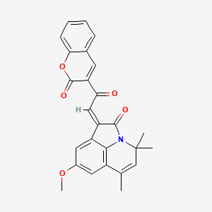 (1Z)-8-methoxy-4,4,6-trimethyl-1-[2-oxo-2-(2-oxo-2H-chromen-3-yl)ethylidene]-4H-pyrrolo[3,2,1-ij]quinolin-2(1H)-one