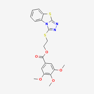 molecular formula C20H19N3O5S2 B11029196 2-([1,2,4]Triazolo[3,4-b][1,3]benzothiazol-3-ylthio)ethyl 3,4,5-trimethoxybenzoate 