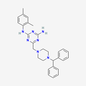 molecular formula C29H33N7 B11029206 N-(2,4-dimethylphenyl)-6-{[4-(diphenylmethyl)piperazin-1-yl]methyl}-1,3,5-triazine-2,4-diamine 