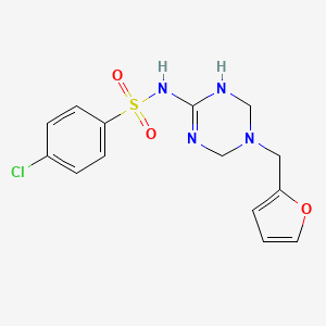 4-chloro-N-[5-(furan-2-ylmethyl)-1,4,5,6-tetrahydro-1,3,5-triazin-2-yl]benzenesulfonamide