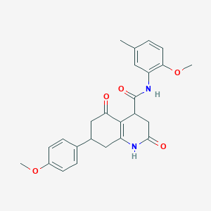 molecular formula C25H26N2O5 B11029233 N-(2-methoxy-5-methylphenyl)-7-(4-methoxyphenyl)-2,5-dioxo-1,2,3,4,5,6,7,8-octahydroquinoline-4-carboxamide 