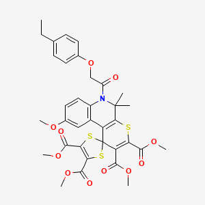 Tetramethyl 6'-[(4-ethylphenoxy)acetyl]-9'-methoxy-5',5'-dimethyl-5',6'-dihydrospiro[1,3-dithiole-2,1'-thiopyrano[2,3-c]quinoline]-2',3',4,5-tetracarboxylate