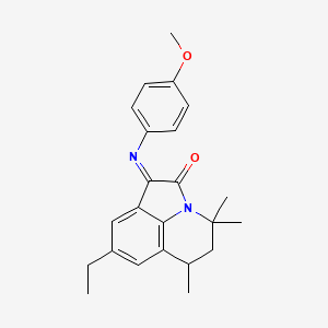 (1E)-8-ethyl-1-[(4-methoxyphenyl)imino]-4,4,6-trimethyl-5,6-dihydro-4H-pyrrolo[3,2,1-ij]quinolin-2(1H)-one