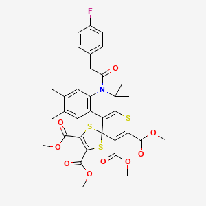 Tetramethyl 6'-[(4-fluorophenyl)acetyl]-5',5',8',9'-tetramethyl-5',6'-dihydrospiro[1,3-dithiole-2,1'-thiopyrano[2,3-c]quinoline]-2',3',4,5-tetracarboxylate