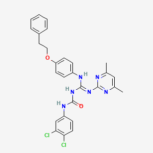 1-(3,4-dichlorophenyl)-3-[(Z)-[(4,6-dimethylpyrimidin-2-yl)amino]{[4-(2-phenylethoxy)phenyl]amino}methylidene]urea