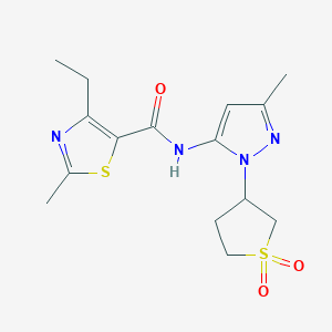 molecular formula C15H20N4O3S2 B11029373 N-[1-(1,1-dioxidotetrahydrothiophen-3-yl)-3-methyl-1H-pyrazol-5-yl]-4-ethyl-2-methyl-1,3-thiazole-5-carboxamide 