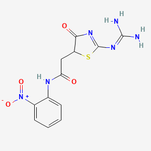 molecular formula C12H12N6O4S B11029377 2-(2-carbamimidamido-4-oxo-4,5-dihydro-1,3-thiazol-5-yl)-N-(2-nitrophenyl)acetamide 