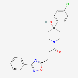 molecular formula C22H22ClN3O3 B11029403 1-[4-(4-Chlorophenyl)-4-hydroxypiperidin-1-yl]-3-(3-phenyl-1,2,4-oxadiazol-5-yl)propan-1-one 