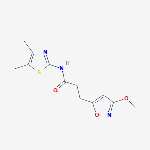 molecular formula C12H15N3O3S B11029418 N-(4,5-dimethyl-1,3-thiazol-2-yl)-3-(3-methoxy-1,2-oxazol-5-yl)propanamide 