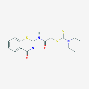 molecular formula C15H17N3O2S3 B11029438 [2-oxo-2-[(4-oxo-1,3-benzothiazin-2-yl)amino]ethyl] N,N-diethylcarbamodithioate 