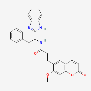 molecular formula C29H27N3O4 B11029474 N-[1-(1H-benzimidazol-2-yl)-2-phenylethyl]-3-(7-methoxy-4-methyl-2-oxo-2H-chromen-6-yl)propanamide 