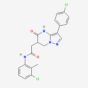 molecular formula C21H18Cl2N4O2 B11029486 N-(3-chloro-2-methylphenyl)-2-[3-(4-chlorophenyl)-5-oxo-4,5,6,7-tetrahydropyrazolo[1,5-a]pyrimidin-6-yl]acetamide 