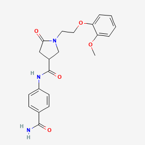 N-(4-carbamoylphenyl)-1-[2-(2-methoxyphenoxy)ethyl]-5-oxopyrrolidine-3-carboxamide