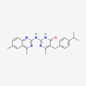 molecular formula C25H27N5O B11029555 2-[(4,6-dimethyl-2-quinazolinyl)amino]-5-(4-isopropylbenzyl)-6-methyl-4(3H)-pyrimidinone 