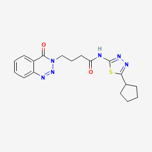 molecular formula C18H20N6O2S B11029574 N-(5-cyclopentyl-1,3,4-thiadiazol-2-yl)-4-(4-oxo-1,2,3-benzotriazin-3(4H)-yl)butanamide 