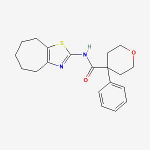 4-phenyl-N-(5,6,7,8-tetrahydro-4H-cyclohepta[d][1,3]thiazol-2-yl)tetrahydro-2H-pyran-4-carboxamide