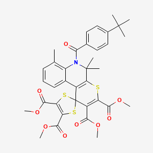 molecular formula C36H37NO9S3 B11029616 Tetramethyl 6'-(4-tert-butylbenzoyl)-5',5',7'-trimethyl-5',6'-dihydrospiro[1,3-dithiole-2,1'-thiopyrano[2,3-c]quinoline]-2',3',4,5-tetracarboxylate 