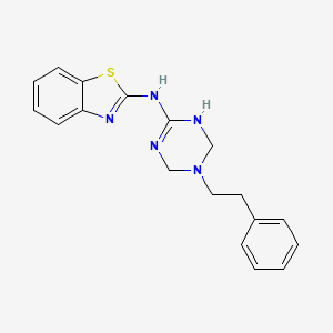 molecular formula C18H19N5S B11029640 N-[5-(2-phenylethyl)-1,4,5,6-tetrahydro-1,3,5-triazin-2-yl]-1,3-benzothiazol-2-amine 