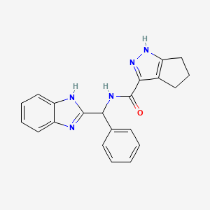 molecular formula C21H19N5O B11029665 N-[1H-benzimidazol-2-yl(phenyl)methyl]-2,4,5,6-tetrahydrocyclopenta[c]pyrazole-3-carboxamide 