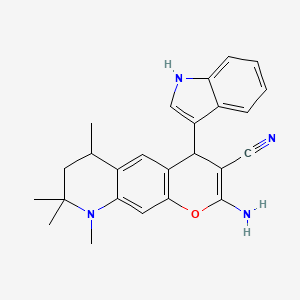 2-amino-4-(1H-indol-3-yl)-6,8,8,9-tetramethyl-6,7,8,9-tetrahydro-4H-pyrano[3,2-g]quinoline-3-carbonitrile